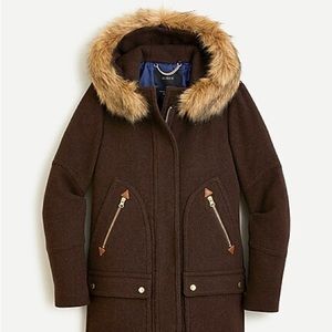 J. Crew Chateau Parka in Italian Stadium-Cloth Wool - Brown - Size 0